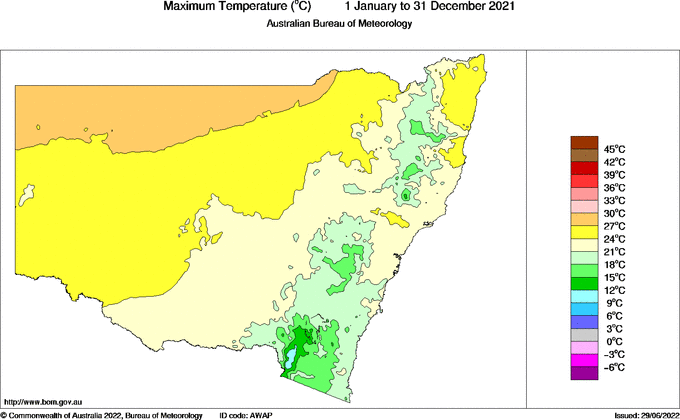 Map of Mean maximum temperature