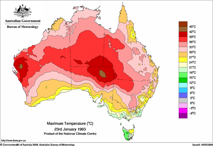 Daily maximum temperature for Australia