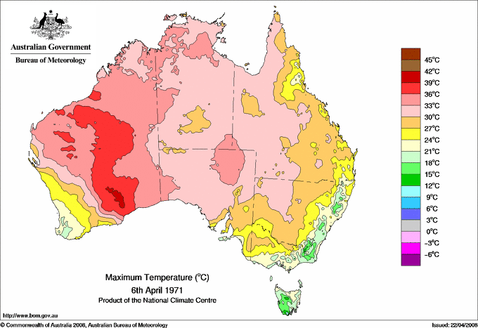 Daily maximum temperature for Australia