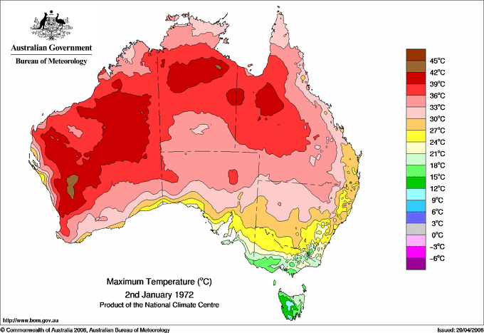 Daily maximum temperature for Australia