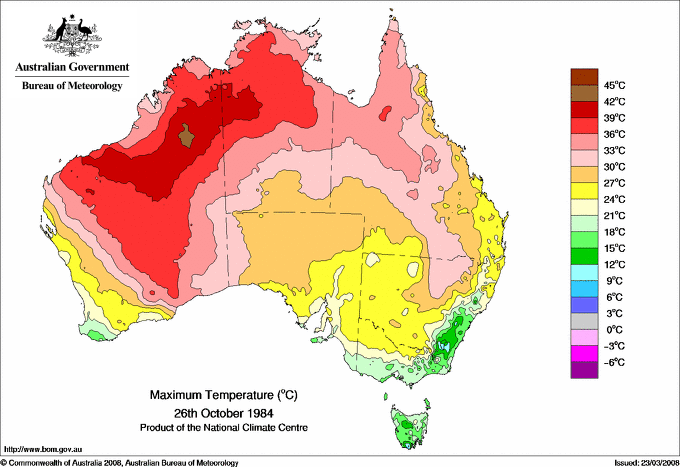 Daily maximum temperature for Australia