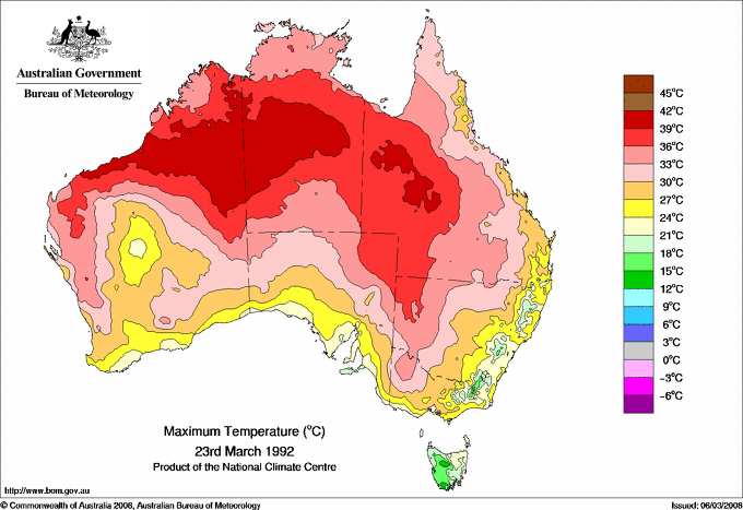 Daily maximum temperature for Australia