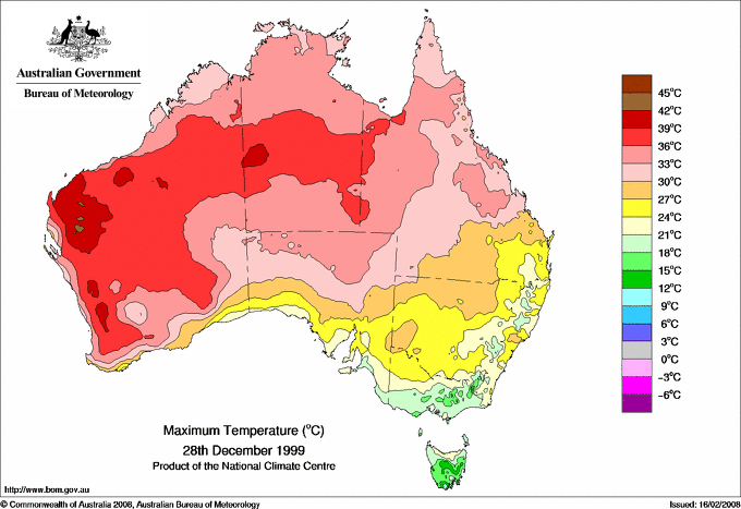 Daily maximum temperature for Australia