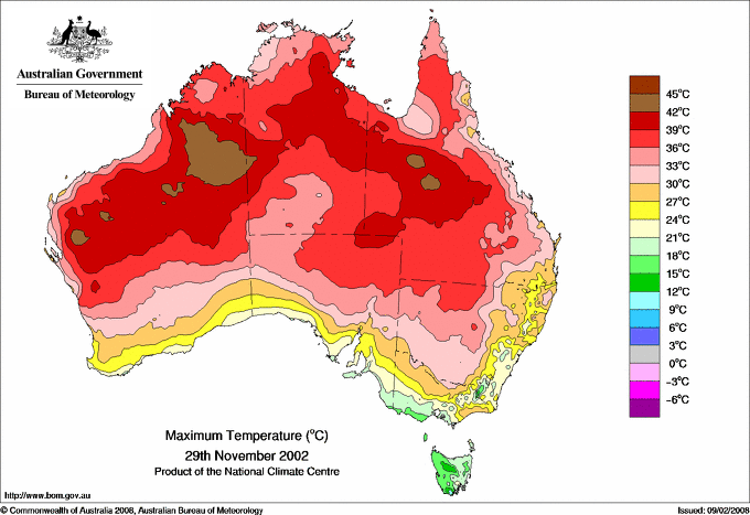 Daily maximum temperature for Australia