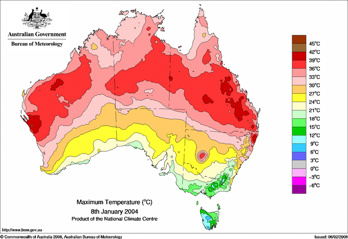 Daily maximum temperature for Australia