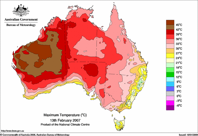 Daily maximum temperature for Australia