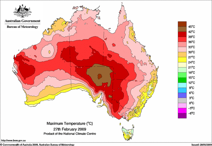 Daily maximum temperature for Australia