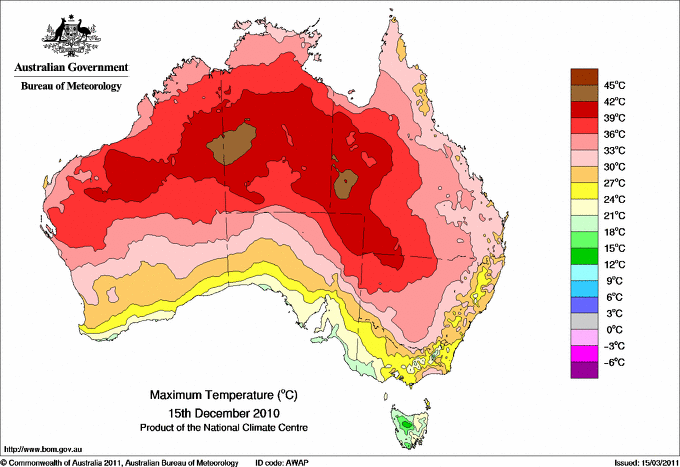 Daily maximum temperature for Australia