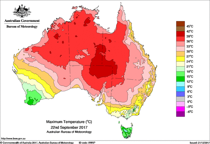 Daily maximum temperature for Australia