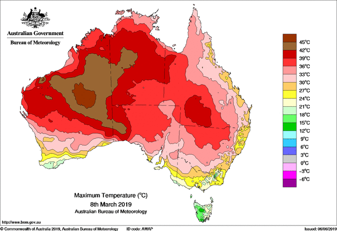 Daily maximum temperature for Australia