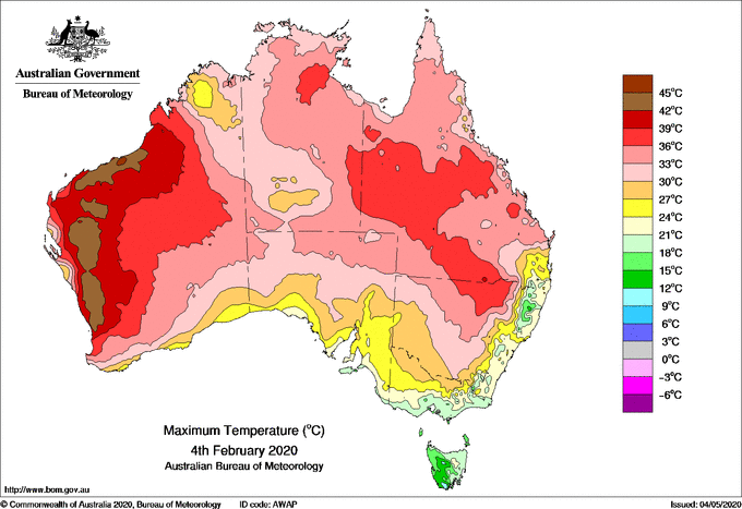 Daily maximum temperature for Australia
