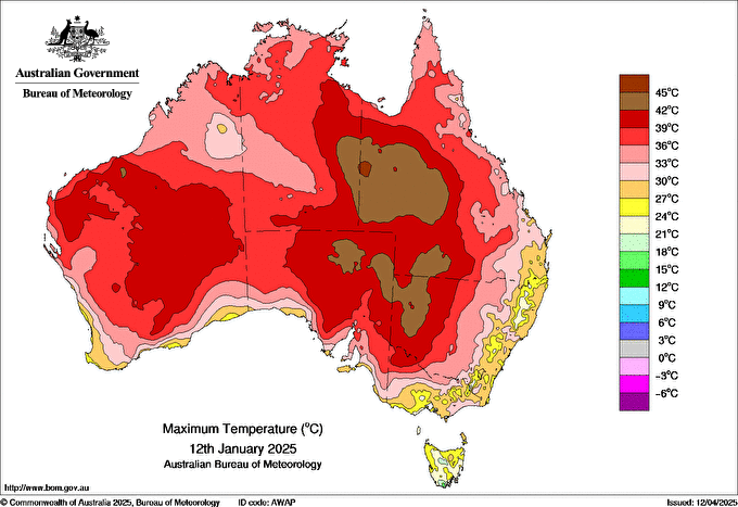 Daily maximum temperature for Australia