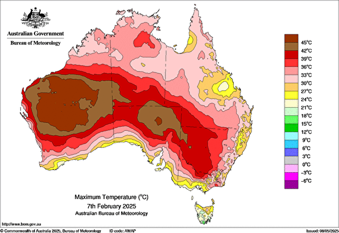 Daily maximum temperature for Australia