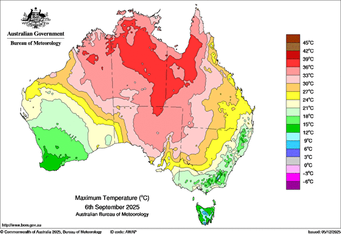 Daily maximum temperature for Australia