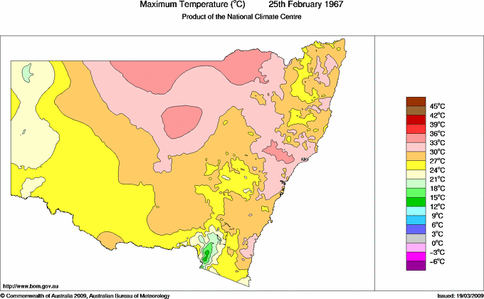 Daily maximum temperature for New South Wales/ACT