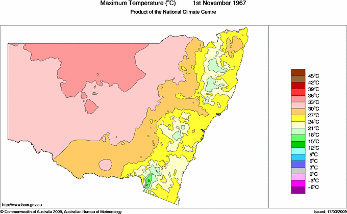 Daily maximum temperature for New South Wales/ACT
