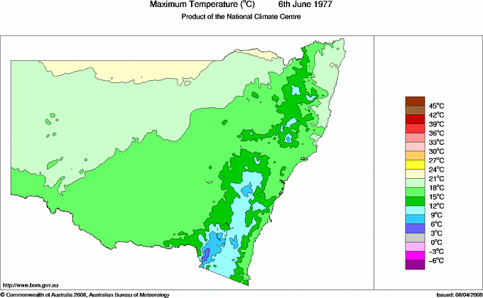 Daily maximum temperature for New South Wales/ACT