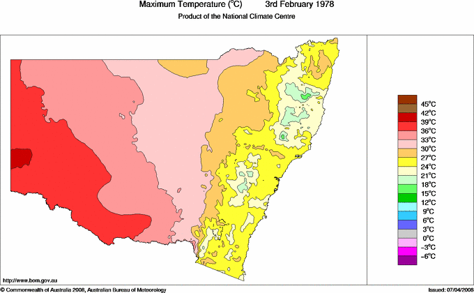 Daily maximum temperature for New South Wales/ACT
