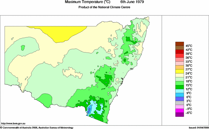 Daily maximum temperature for New South Wales/ACT