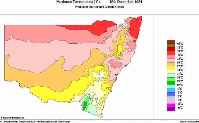 Daily maximum temperature for New South Wales/ACT