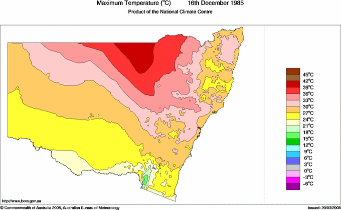 Daily maximum temperature for New South Wales/ACT