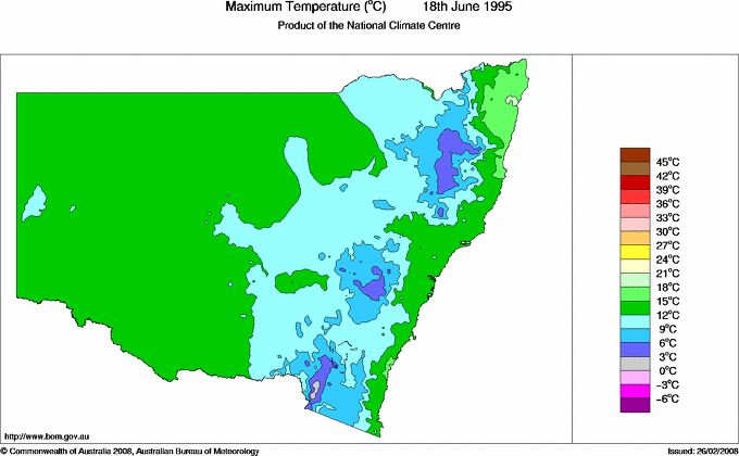 Daily maximum temperature for New South Wales/ACT