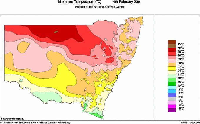 Daily maximum temperature for New South Wales/ACT