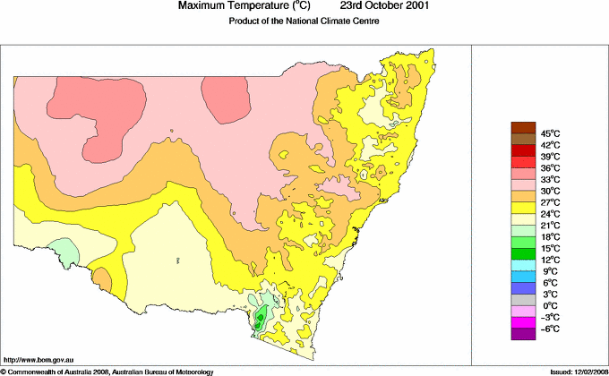 Daily maximum temperature for New South Wales/ACT