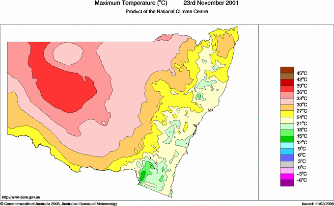 Daily maximum temperature for New South Wales/ACT