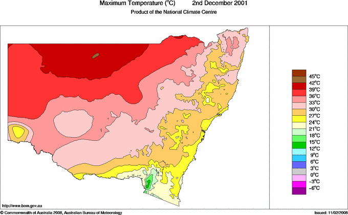 Daily maximum temperature for New South Wales/ACT