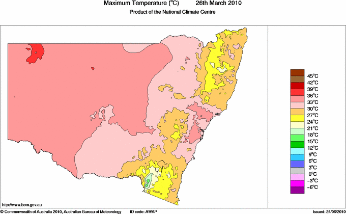 Daily maximum temperature for New South Wales/ACT