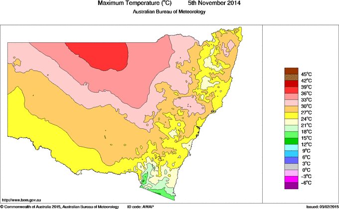 Daily maximum temperature for New South Wales/ACT