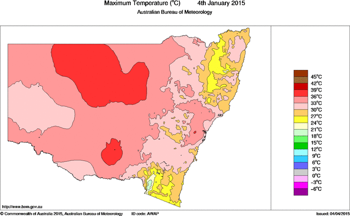 Daily maximum temperature for New South Wales/ACT