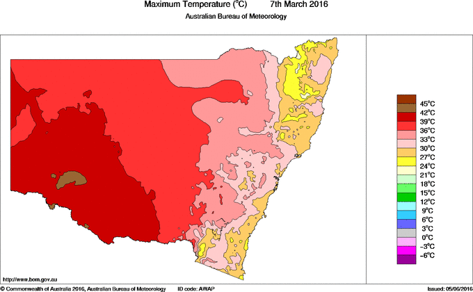 Daily maximum temperature for New South Wales/ACT