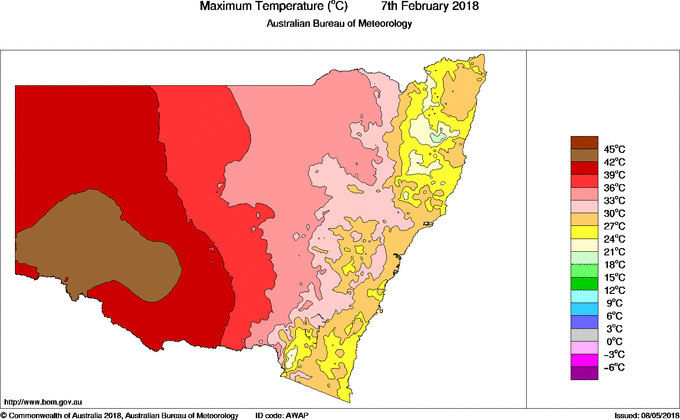 Daily maximum temperature for New South Wales/ACT
