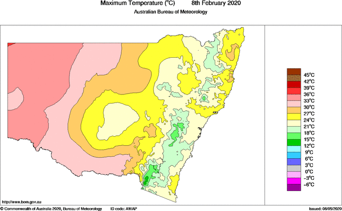 Daily maximum temperature for New South Wales/ACT