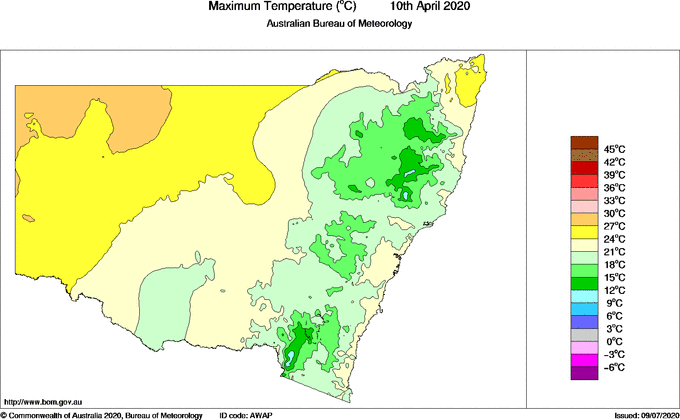 Daily maximum temperature for New South Wales/ACT