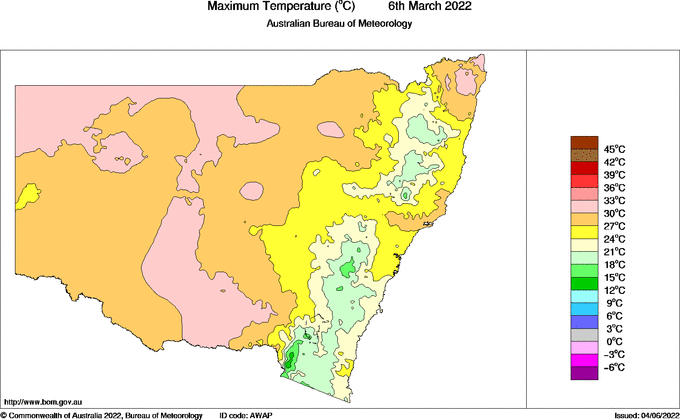 Daily maximum temperature for New South Wales/ACT