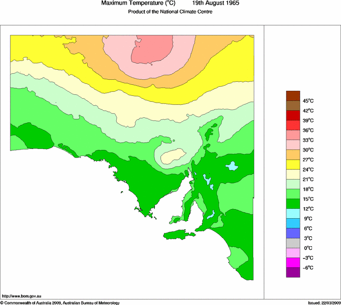 Daily maximum temperature for South Australia