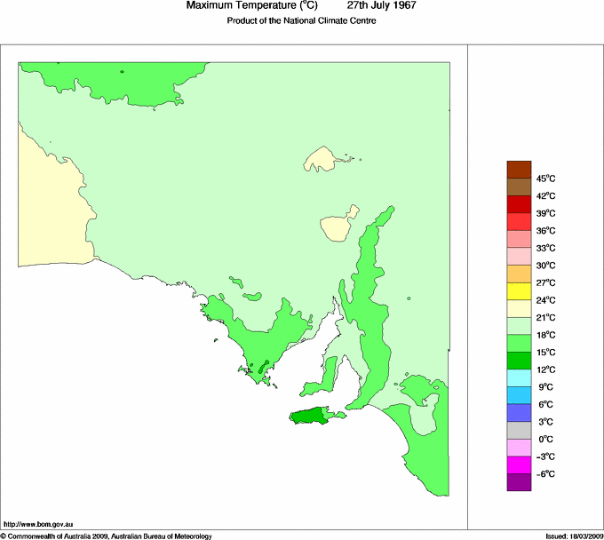 Daily maximum temperature for South Australia