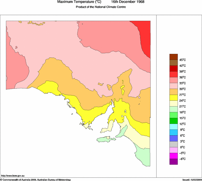 Daily maximum temperature for South Australia