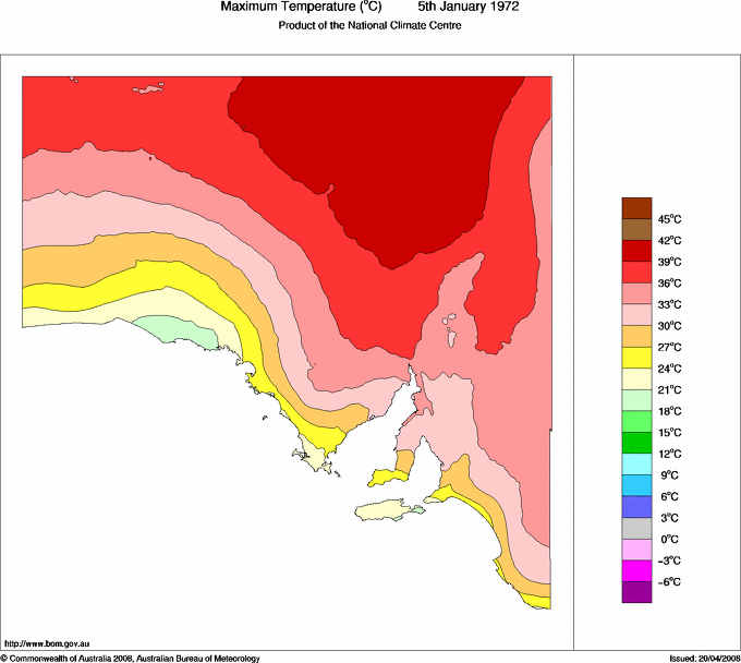 Daily maximum temperature for South Australia