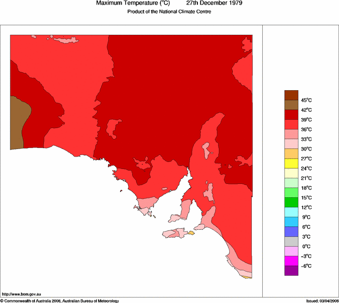 Daily maximum temperature for South Australia