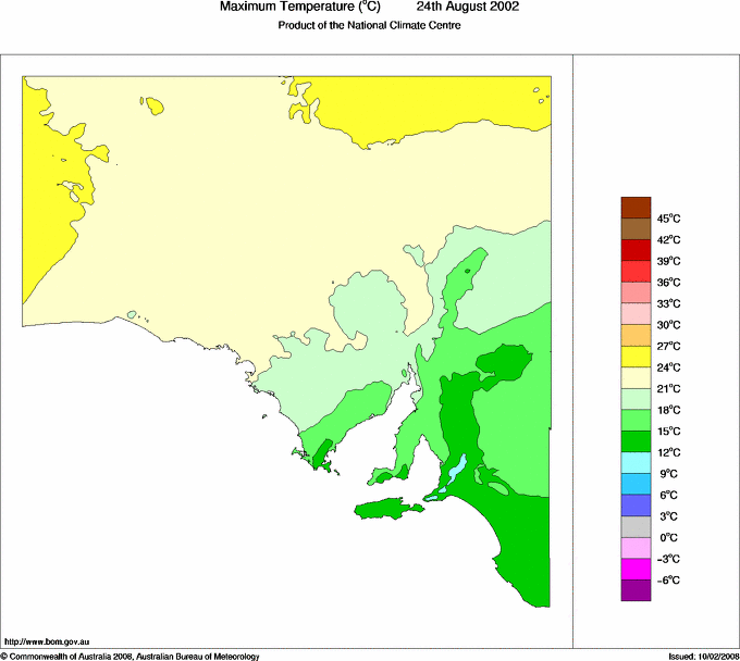 Daily maximum temperature for South Australia