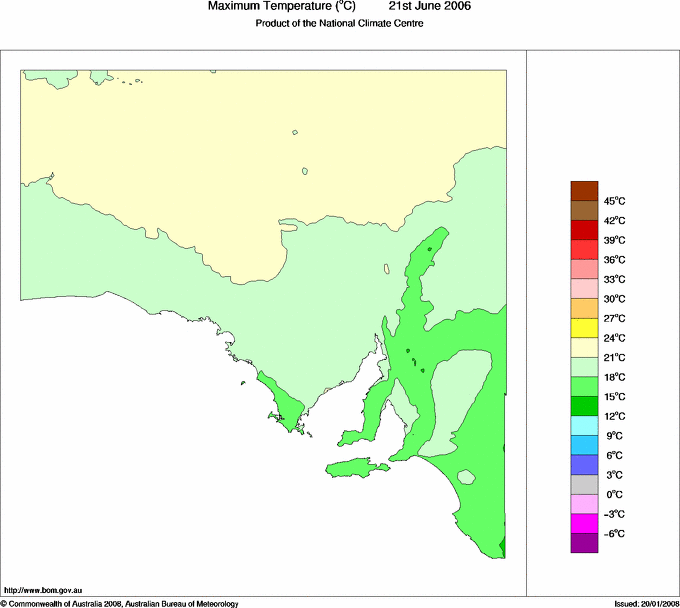 Daily maximum temperature for South Australia
