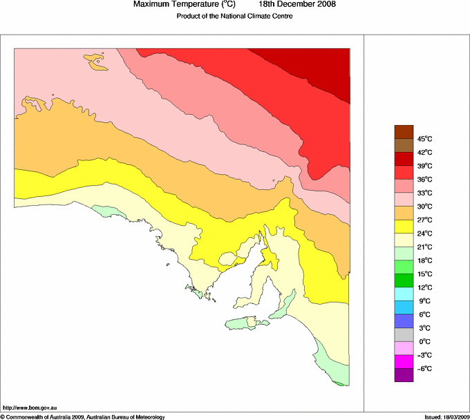 Daily maximum temperature for South Australia
