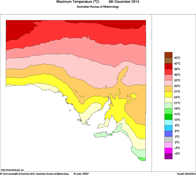 Daily maximum temperature for South Australia
