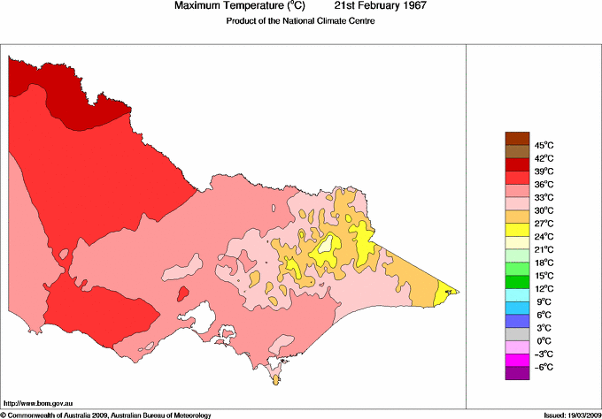 Daily maximum temperature for Victoria