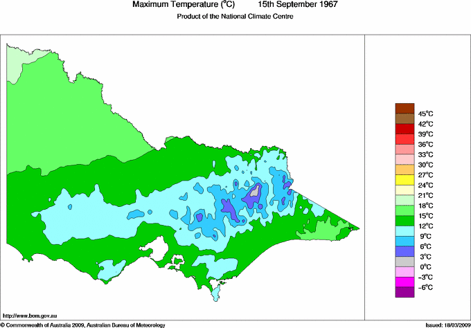 Daily maximum temperature for Victoria