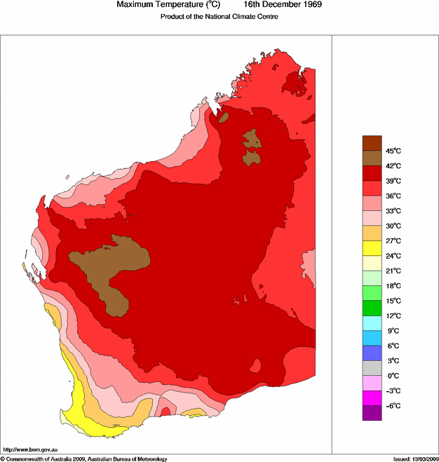 Daily maximum temperature for Western Australia